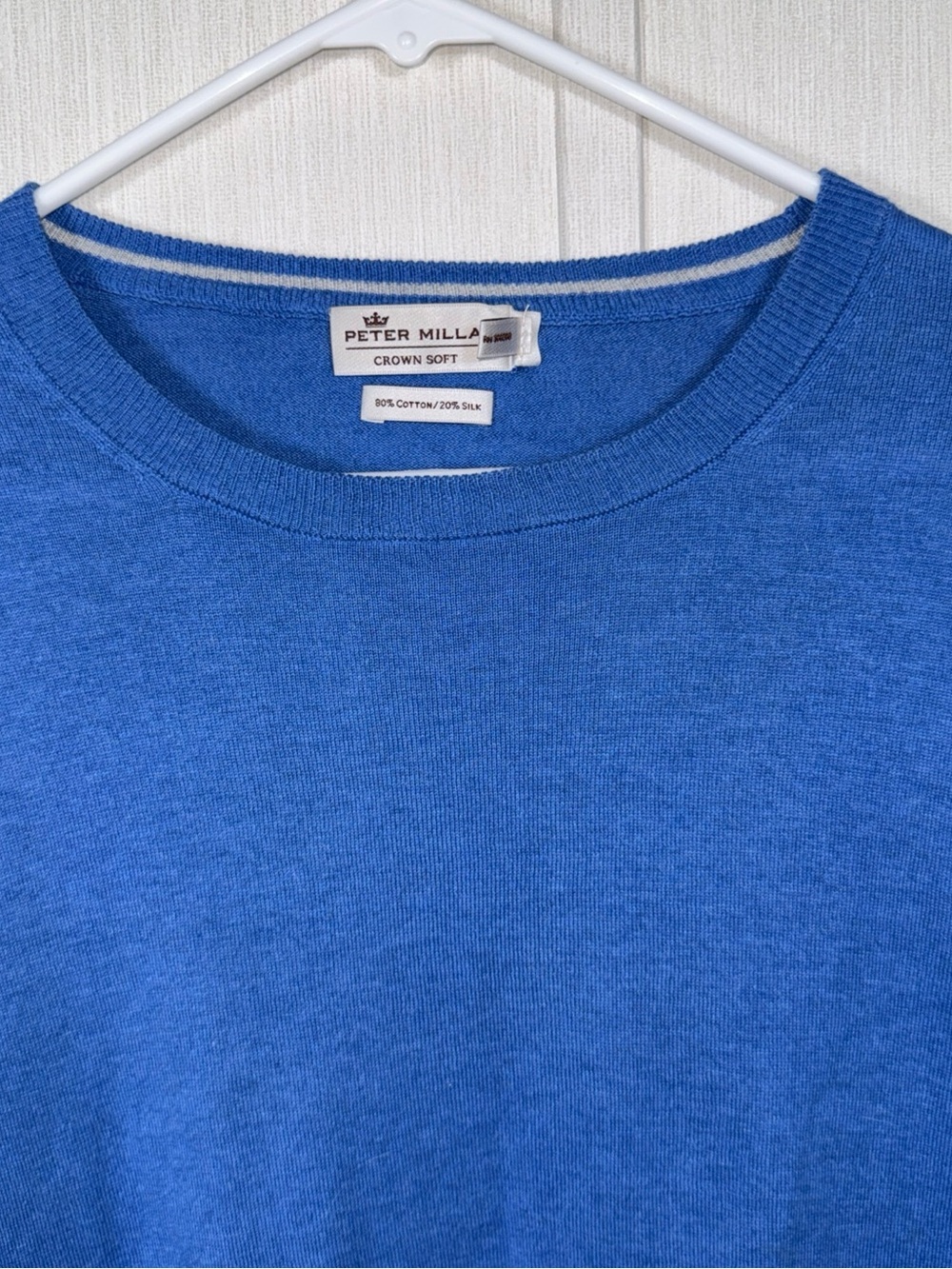 Peter Millar Crown Soft Mens Blue Cotton Silk Crewneck Sweater Size L - Picture 5 of 6